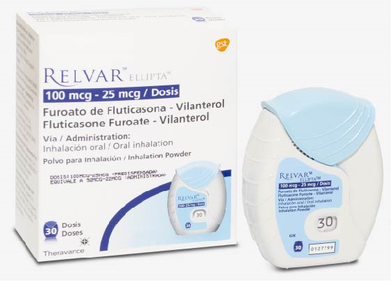 Relvar Elipta 100/25 MCG x 30 Dosis Glaxo Flutiasona Vilanterol