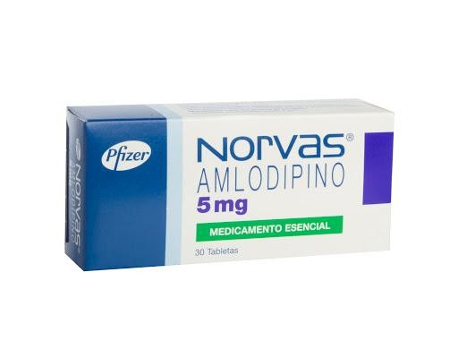 NORVAS 5mg Tabletas Caja x30Tab. PFIZER Amlodipino