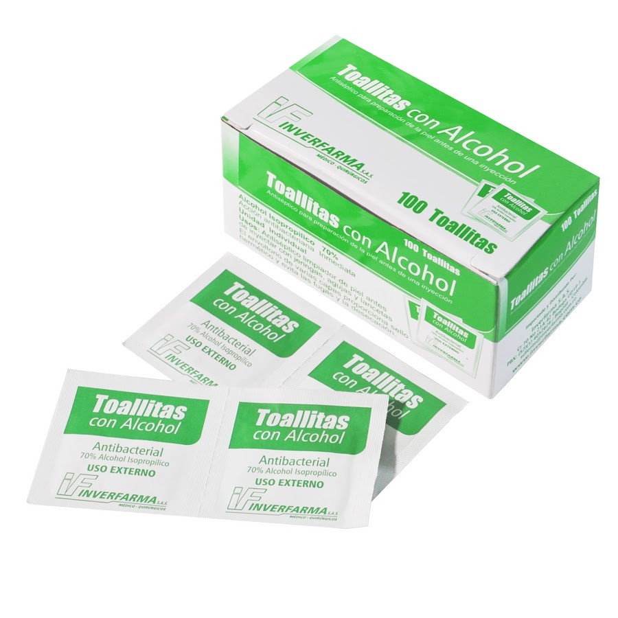 Toallitas con Alcohol Inverfarma Caja x 100 Sobres