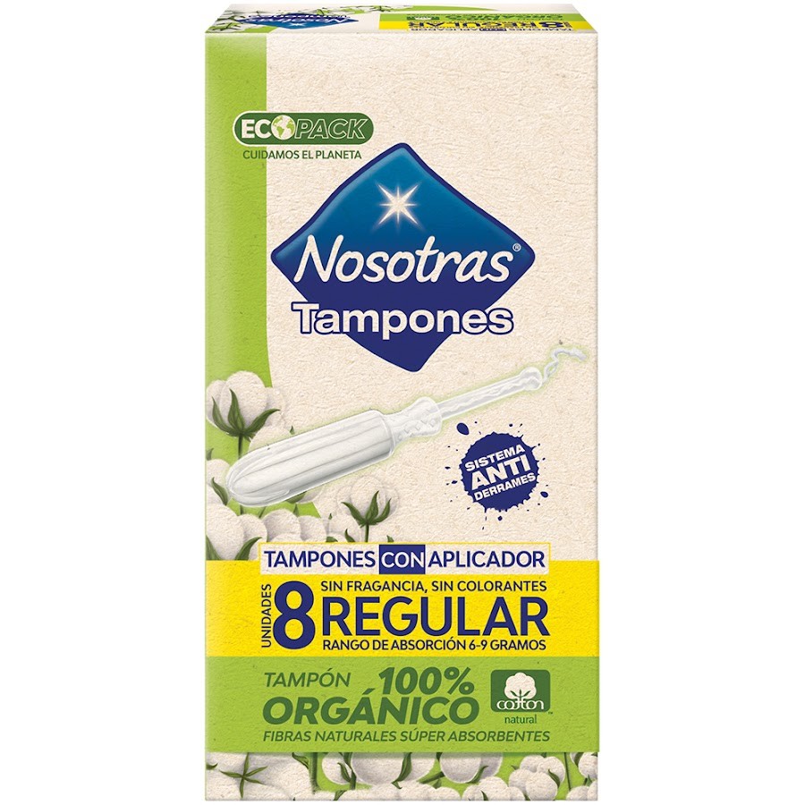 Tampones con Aplicador Nosotras Organico Regular x 8Und