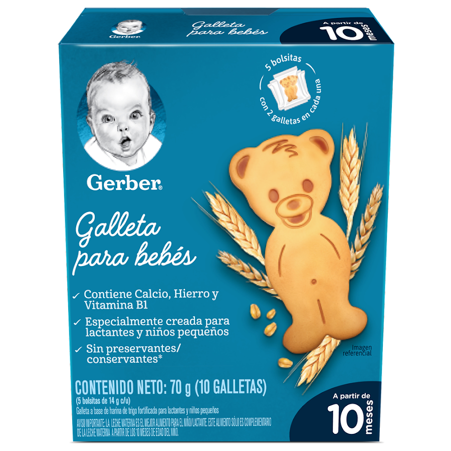 Galletas Gerber Para Bebes 10Meses+ Caja x 10Und