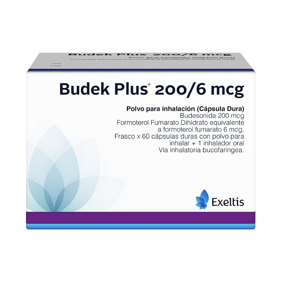 Budek Plus 200/6 mcg INH Caja x 60 Capsulas Budesonida Formoterol Fumarato