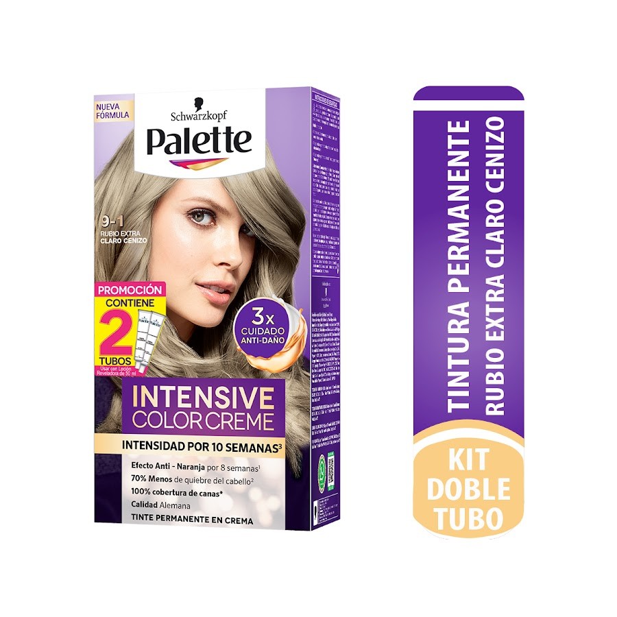 Tinte Schwarzkopf Palette Color Cream Permanente Rubio Extra Cenizo 9-1 x 2Tubos