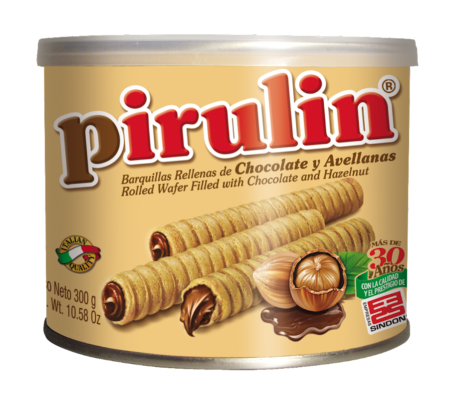 Barquillos pirulin rellenos de chocolate y avellana x 300 Gr