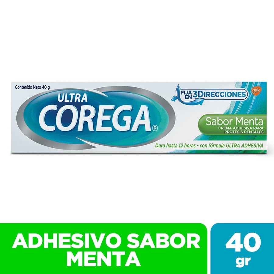 Corega Adhesivos  Prótesis Menta Fija en 3Direcciones, 40 g