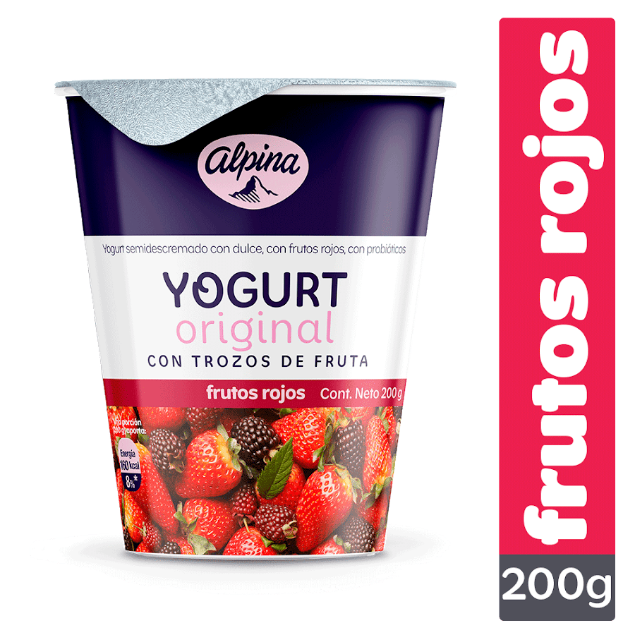 Yogurt ALPINA Original Trozos de Fruta Frutos Rojos x200g