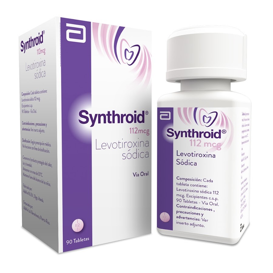 Synthroid Abbott Levotiroxina sodica 112Mcg Caja x 90Tab