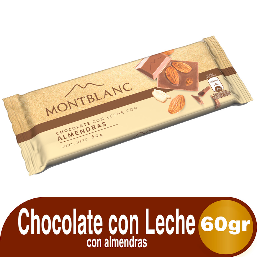 Barra de Chocolate MONTBLANC Con Almendras X60gr