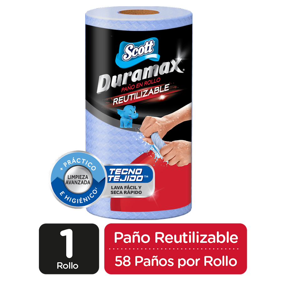 Toallas Para Cocina Duramax Scott Azul Reutilizables 1 Rollo de 58 Paños c/u