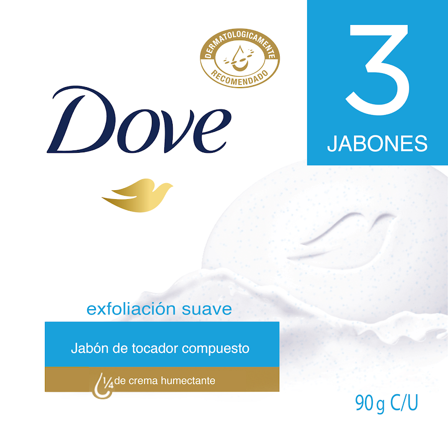 Jabón DOVE Exfoliación Diaria Humectante Exfoliantes Ultrasuaves x3Und
