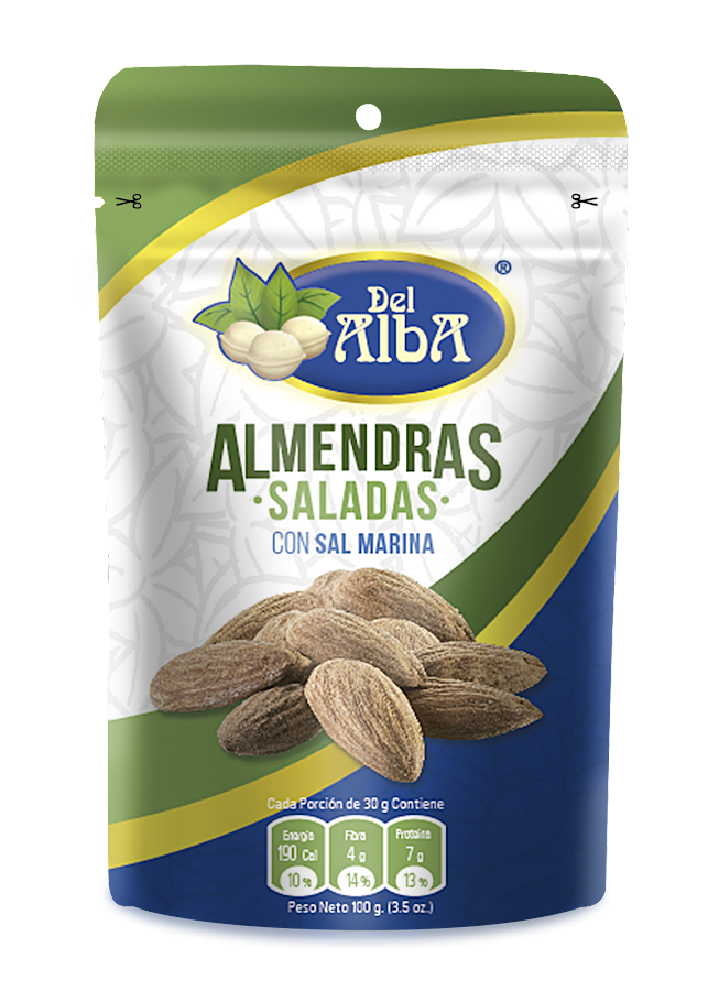 Pasabocas Del Alba Almendras Saladas con Sal Marina Paquete x 100Gr
