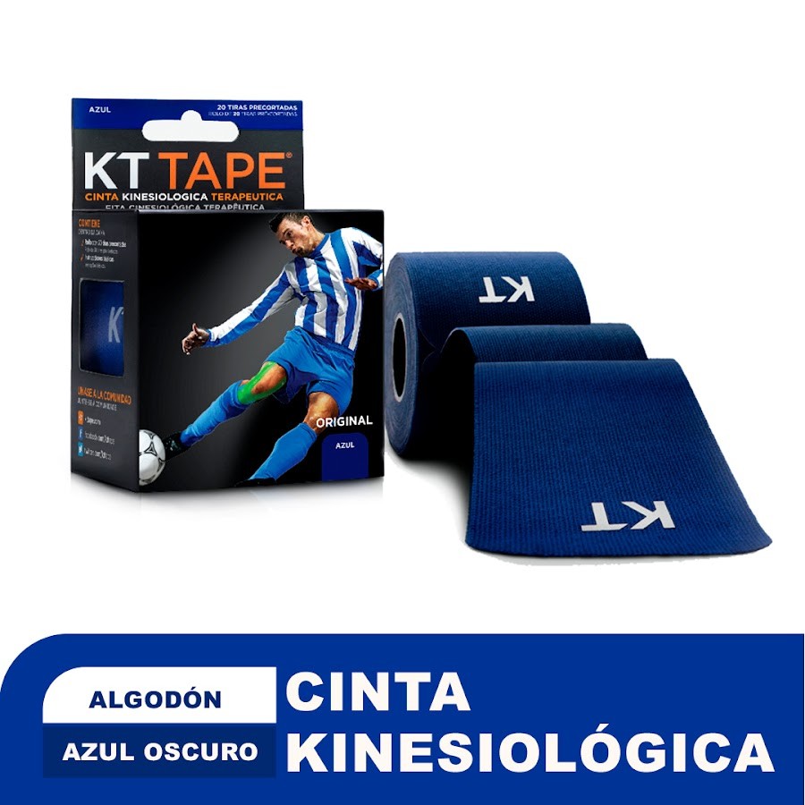 Cinta KT Deportiva Pro Deportiva Elástica Algodón Azul Oscuro Pre Cortado x20 tiras