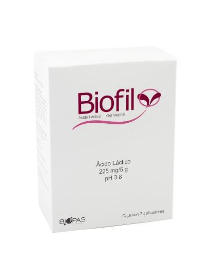 Biofil 225Mg/5g. Gel Vaginal Frasco x7Aplicds. Biopas Ácido Láctico
