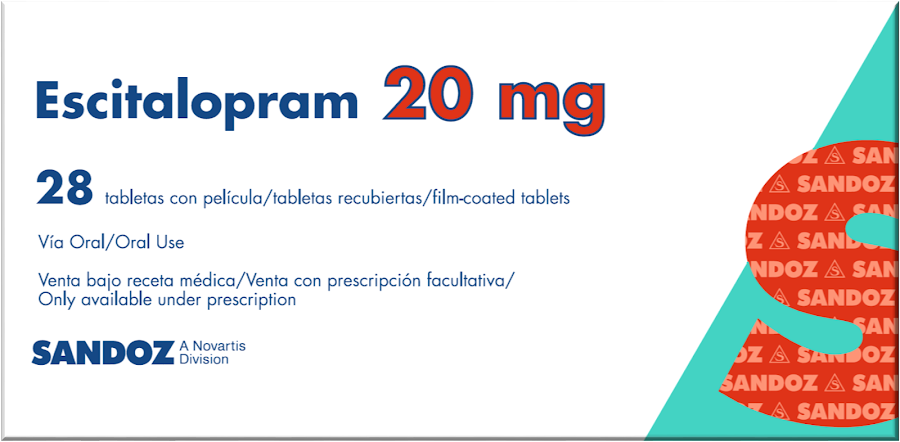 Escitalopram x 20 mg tabletas Recubiertas 28 Sandoz