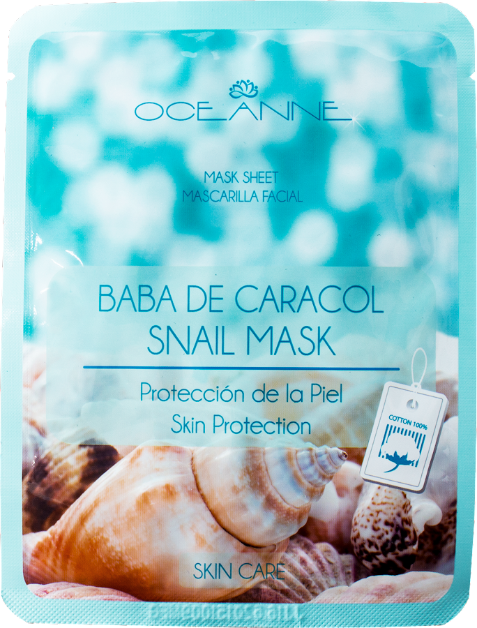 Mascarilla Facial Velo Oceanne Algodon Baba de Caracol x 1Unidad