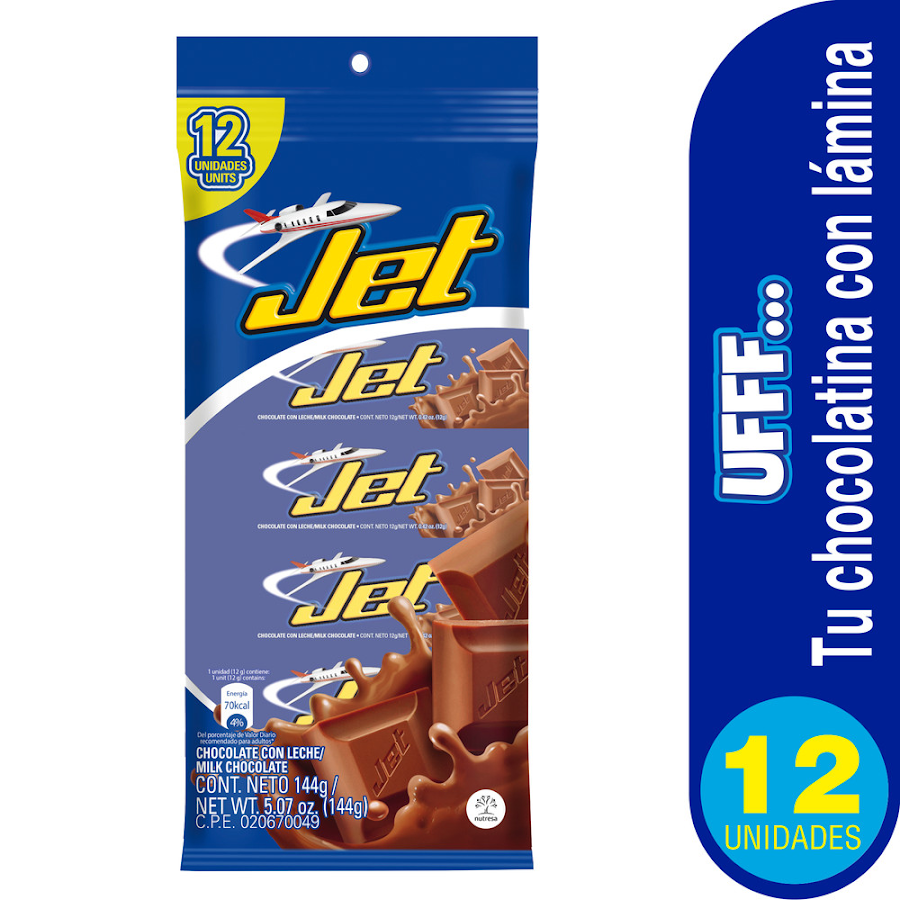 Chocolatina JET con Leche x12Und