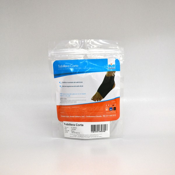 Tobillera Kamex Corta Negro S X1Und.