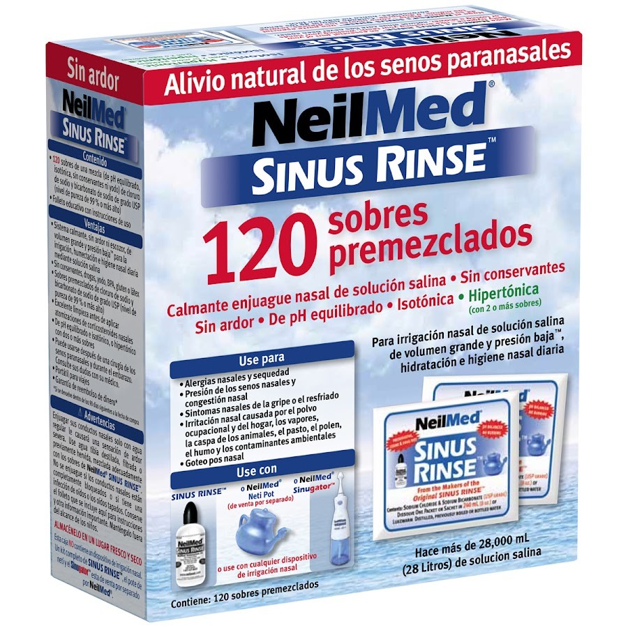 Sinus Rinse Adulto Neilmed Caja x 120 Sobres Cloruro de Sodio