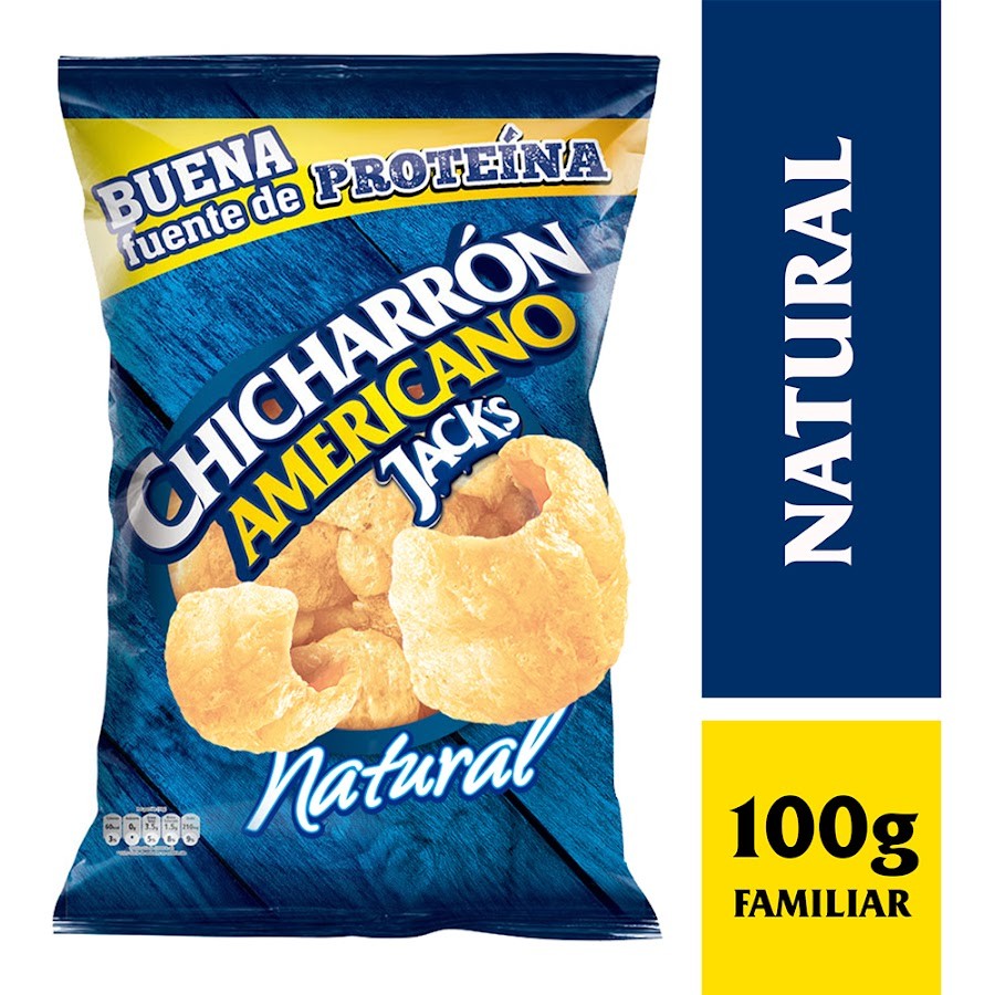 PASABOCAS CHICHARRÓN AMERICANO JACKS NATURAL XXL X100G.