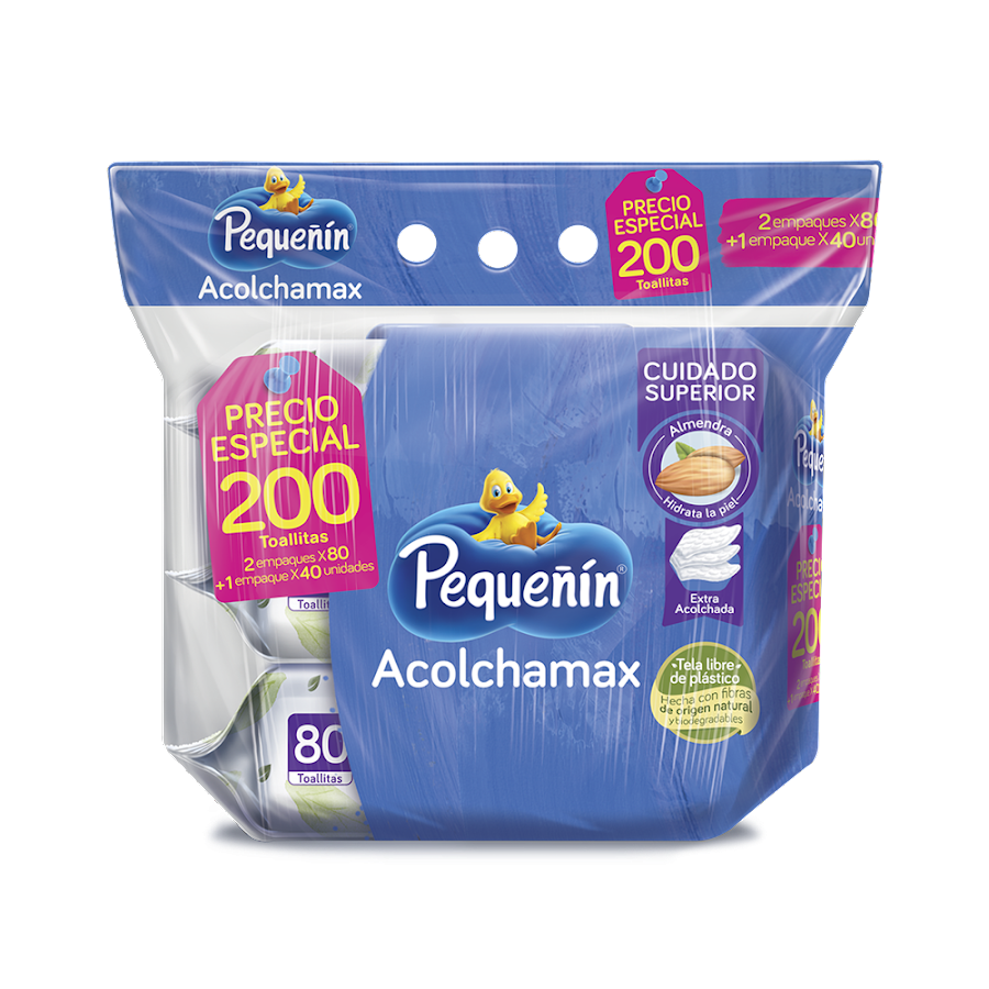 TOALLITAS HUMEDAS PEQUEÑIN ACOLCHAMAX X 160 UND + 40 (1035599)