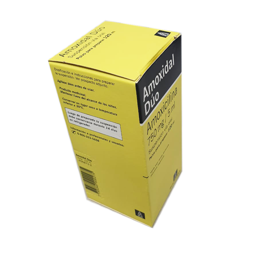 Amoxidal Duo Amoxicilina 750Mg/5Ml Roemmers Suspencion Oral x 120Ml