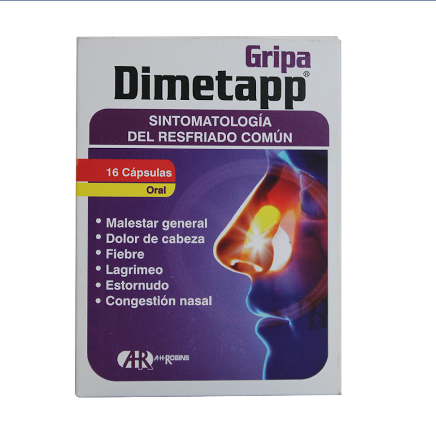 Dimetapp Gripa Caja x 8 Cápsulas Acetaminofén Fenilefrina  Cetirizina