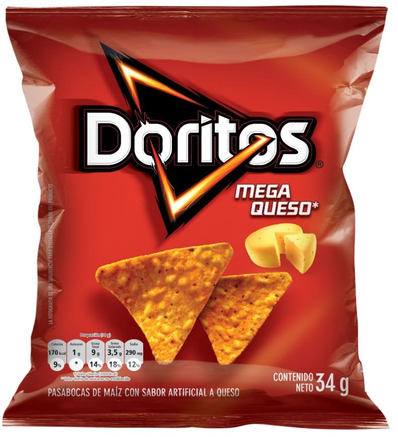Pasabocas Doritos Mega Queso Paquete X34G.