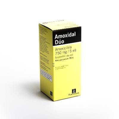 Amoxidal Dúo 750mg Suspensión Oral Frasco x70Ml. ROEMMERS Amoxicilina