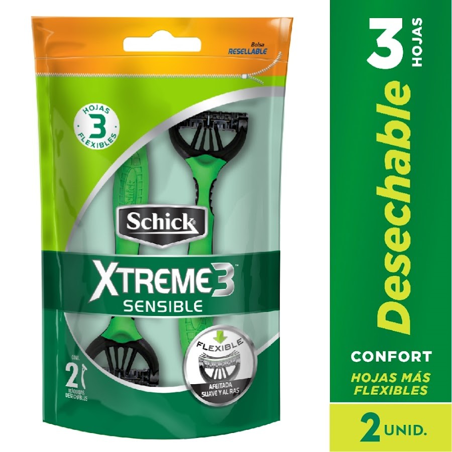 Maquina De Afeitar Xtreme 3 Piel Sensible X2Und.