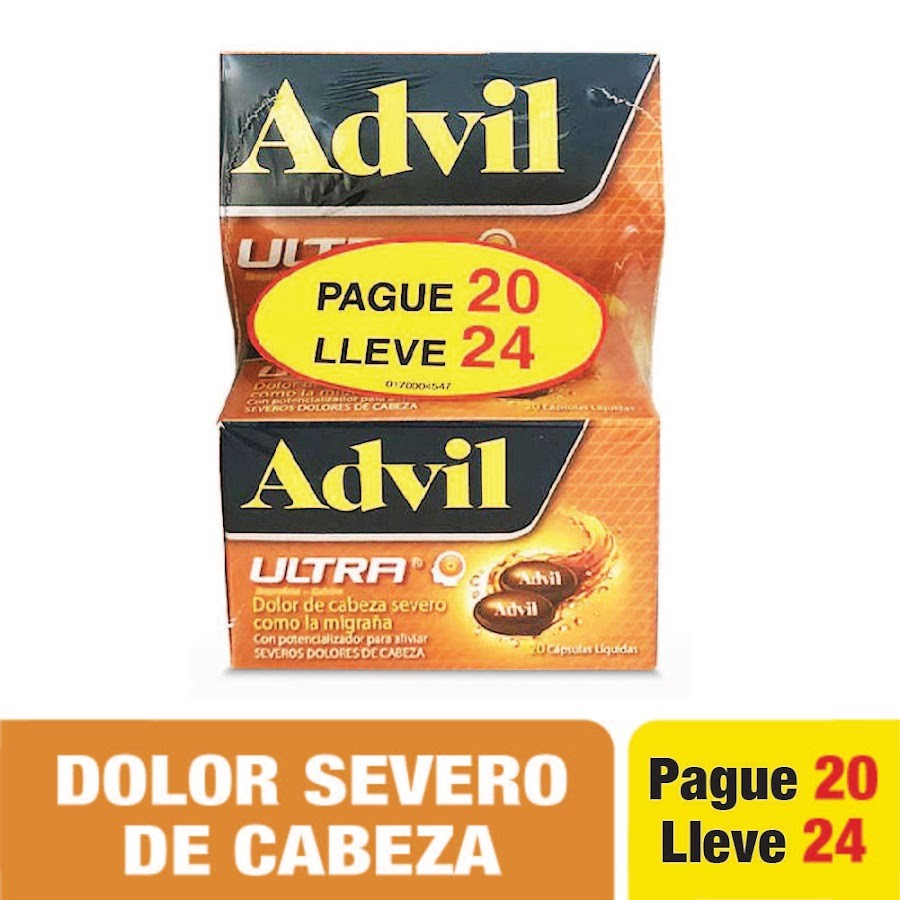 Oferta Advil Ultra Dolor de Cabeza Como la Migraña Pague 20 lleve 24
