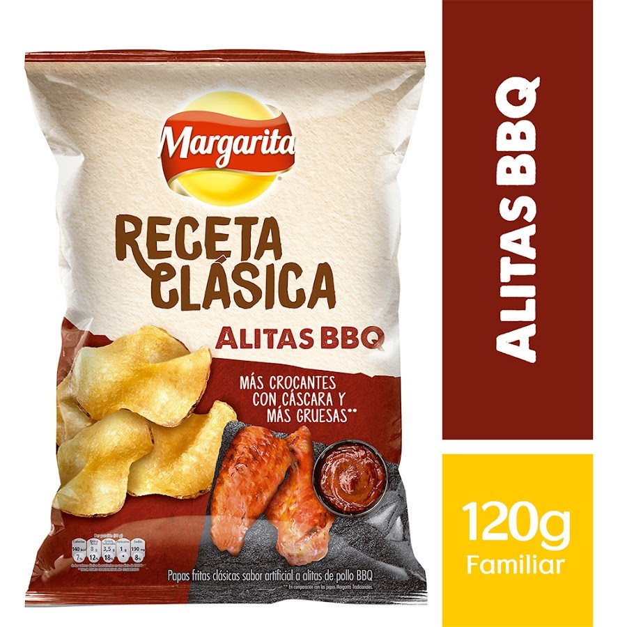 PASABOCAS MARGARITA PAPAS FRITAS ALITAS BBQ RECETA CLÁSICA X120G