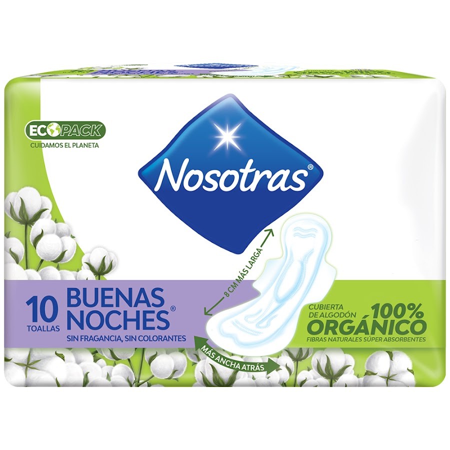 Toallas Higienicas Nosotras Organica Buenas Noches x 10Und