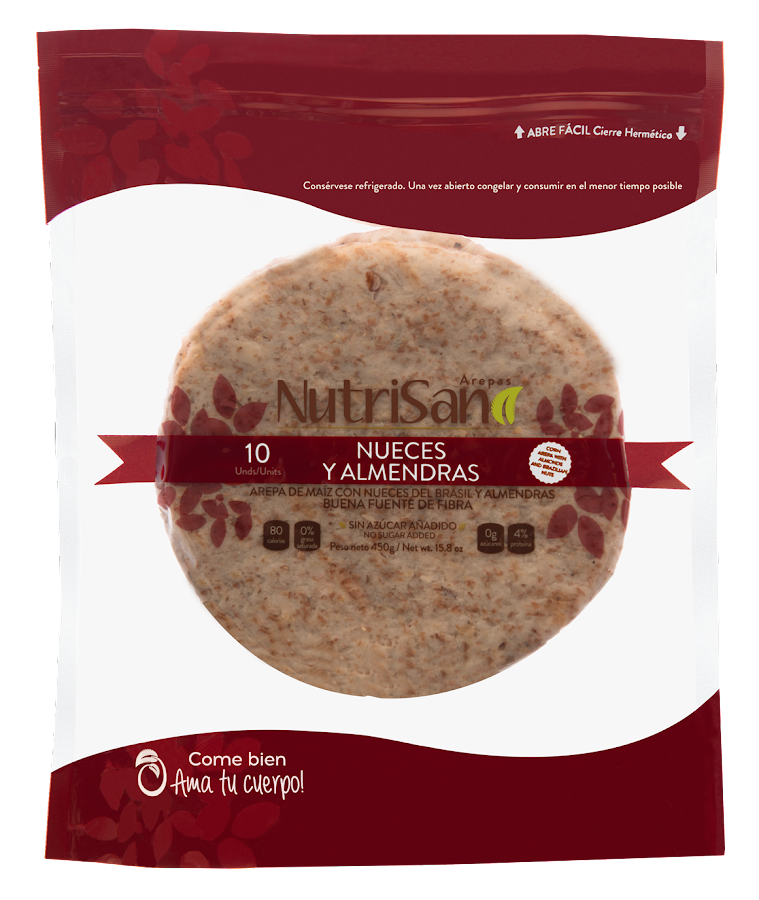 Arepas Nutrisano Nueces y Almendras x 10und