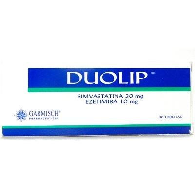 DUOLIP 10/20MG TABLETAS CAJA X 30 TAB GARMISCH EZETIMIBA SIMVASTATINA