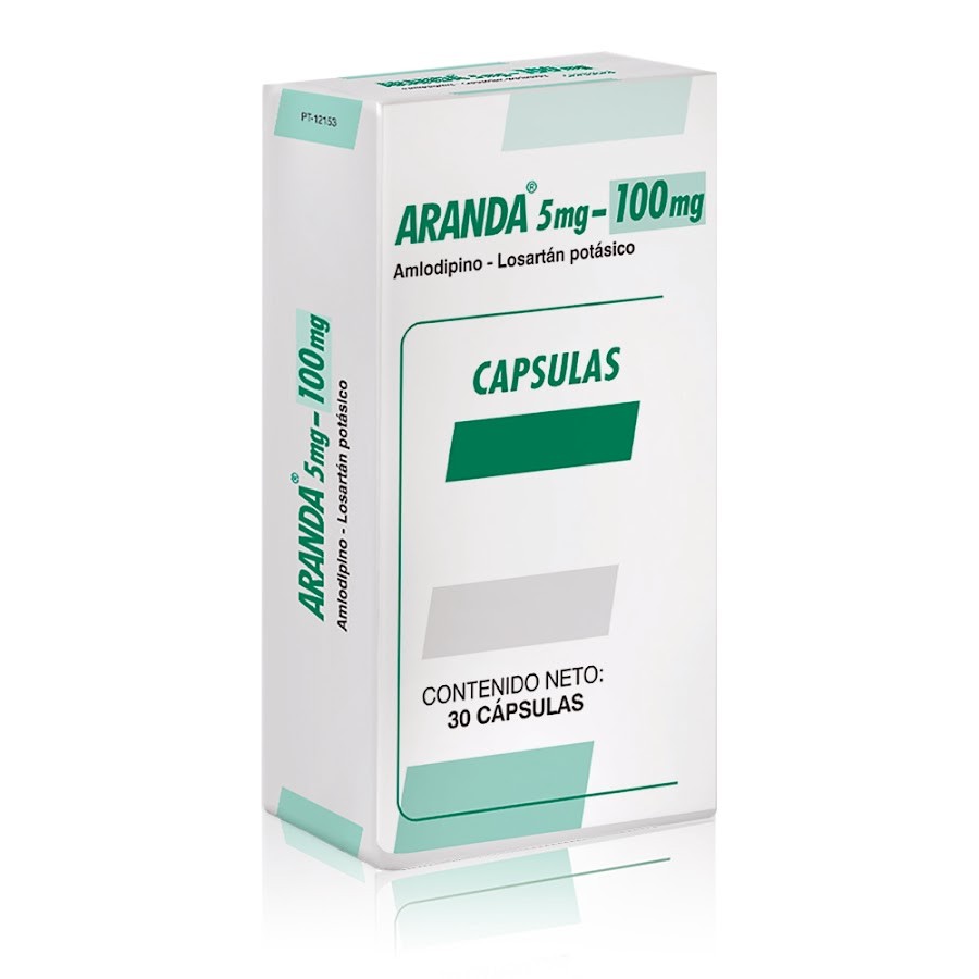 Aranda 5/100Mg Cápsulas Caja x30Cap Farma Amlodipino Losartán Potásico