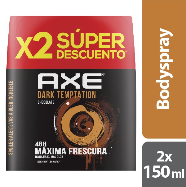 Oferta Desodorante Bodyspray Aerosol Hombre Axe Dark Temptation 2X150Ml