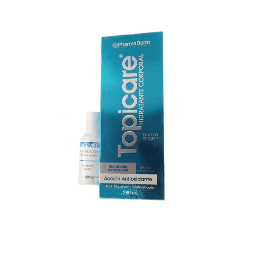 $Crema Topicare Hidratante Corporal x 280Ml + Gel Antibacterial Acemet x 60Ml