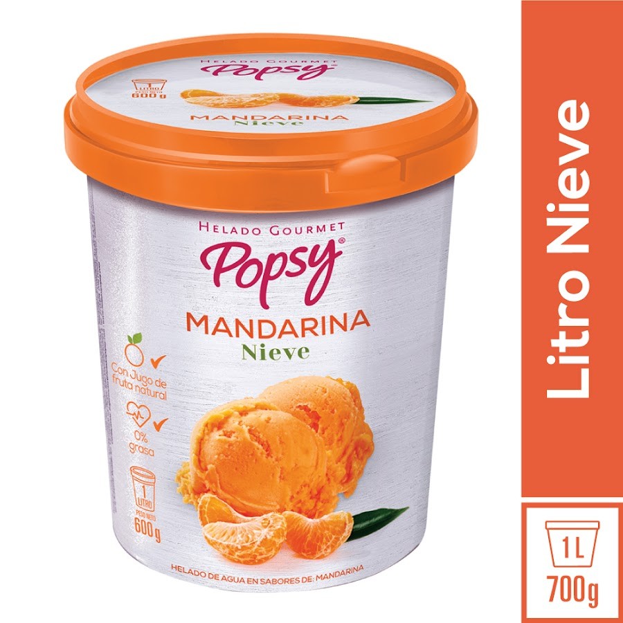 Helado Popsy Nieve Mandarina 8 porciones x 1 Litro