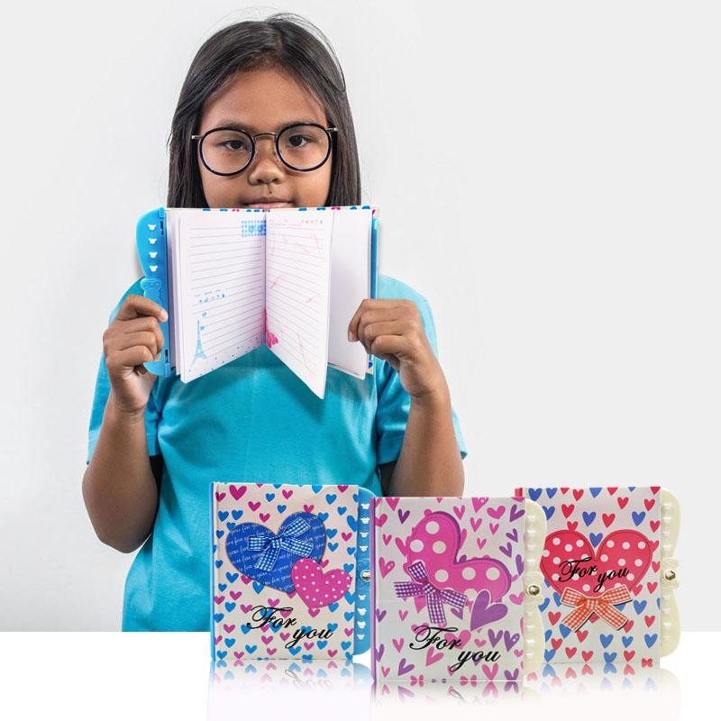 AGENDA CORAZONES MORADO CLAVE DIARIO NIÑAS DIDÁCTICO NOTAS LIBRETA