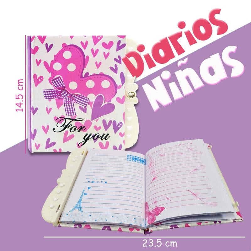 AGENDA CORAZONES MORADO CLAVE DIARIO NIÑAS DIDÁCTICO NOTAS LIBRETA