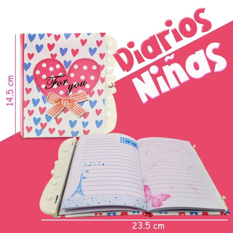 AGENDA CORAZONES ROJO CLAVE DIARIO NIÑAS DIDÁCTICO NOTAS LIBRETA