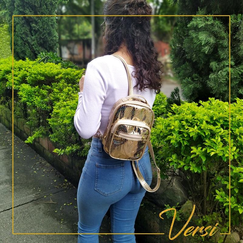 MORRAL RIO VERSI DISEÑO BOLSO DORADO LIZO FEMENINO MODA