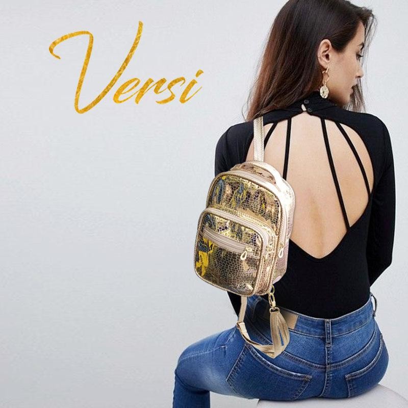 MORRAL RIO VERSI DISEÑO BOLSO DORADO LIZO FEMENINO MODA