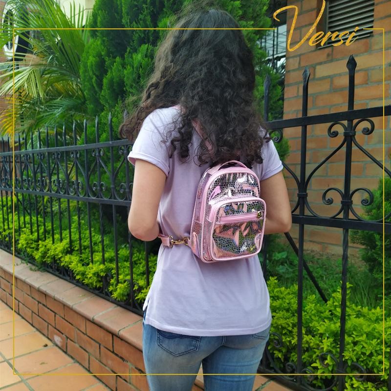 MORRAL VERSI RIO DISEÑO BOLSO ROSADO LIZO FEMENINO MODA