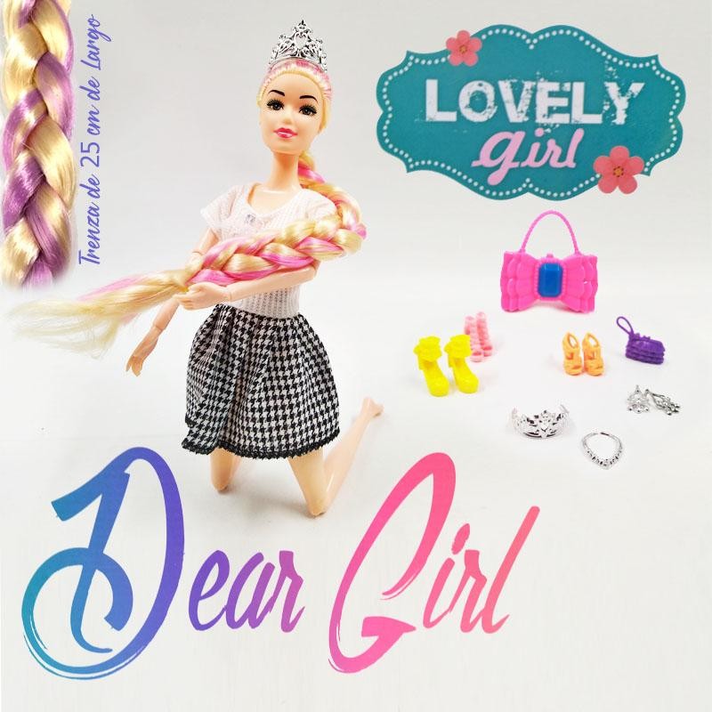 MUÑECA ARTICULADA BEAUTIFUL LOVELY GIRL MECHON ROSA JUGUETES DJ4611