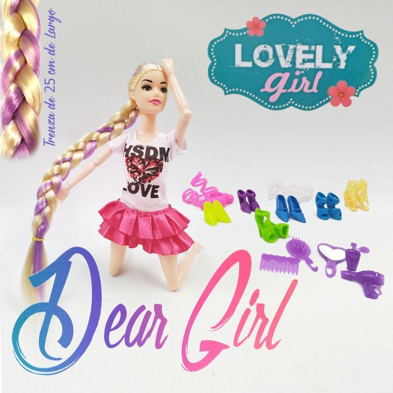 MUÑECA ARTICULADA BEAUTIFUL LOVELY GIRL JUGUETE NIÑAS MECHÓN LILA DJ4613