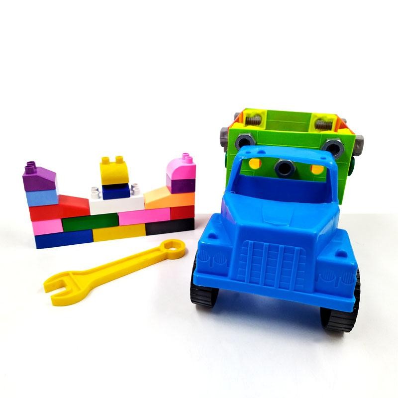 VOLQUETA ARMABLE AZUL JUGUETE DIDÁCTICO NIÑOS BLOQUES CARROS INFANTIL