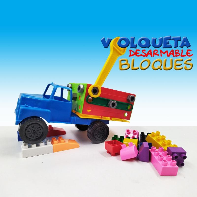 VOLQUETA ARMABLE AZUL JUGUETE DIDÁCTICO NIÑOS BLOQUES CARROS INFANTIL