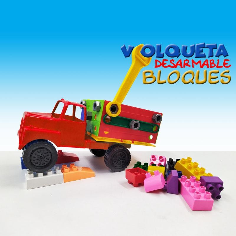 VOLQUETA ARMABLE ROJA JUGUETE DIDÁCTICO NIÑOS BLOQUES CARROS INFANTIL