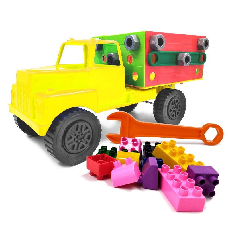 VOLQUETA ARMABLE AMARILLA JUGUETE DIDÁCTICO NIÑOS BLOQUES CARROS INFANTIL